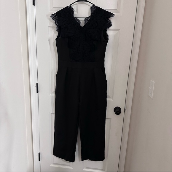 SHEIN Black Ruffle V-Neck Jumpsuit - Picture 1 of 3
